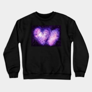 Watercolor Heart Shape Galaxy and Starry Sky Crewneck Sweatshirt